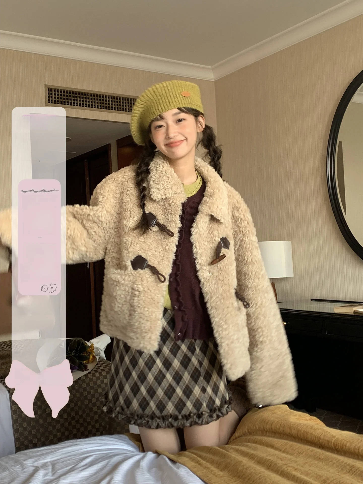 

Ретро-пальто/куртка на осень-зиму с пуговицами, меховой отделкой и воротником-хомутом, свободного кроя, женская верхняя одежда для повседневного использования