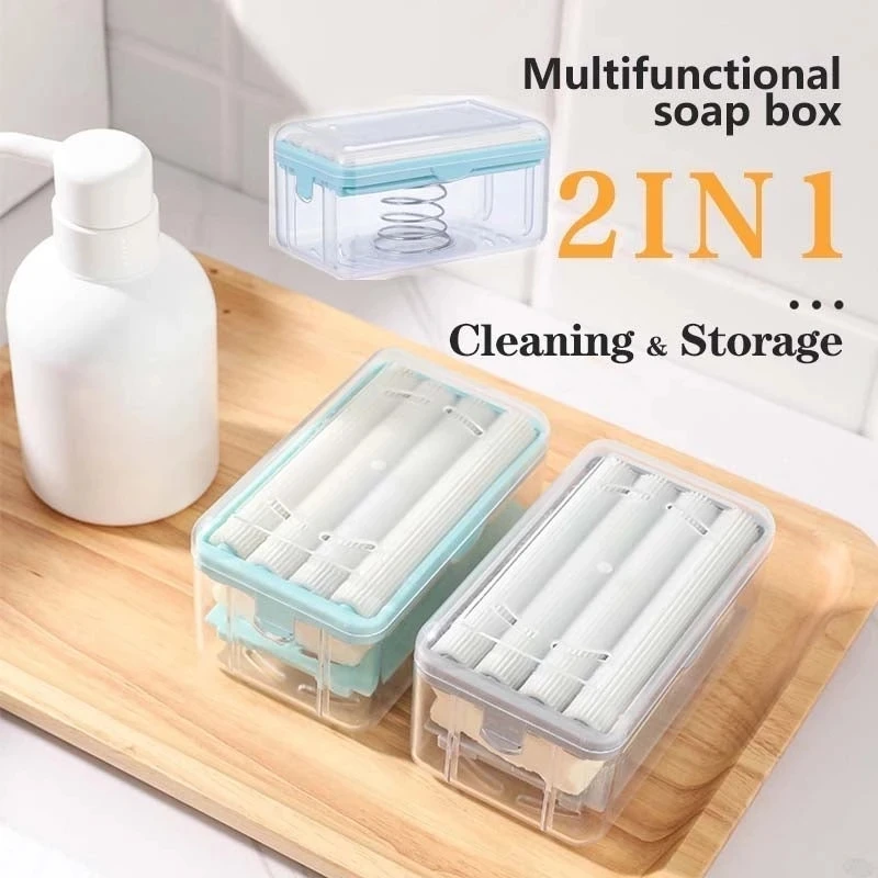 New Usage Roller Type Soap Dish Holder For Bathroom Toliet Soap Box Plastic Storage Container  Bathroom Gadgets