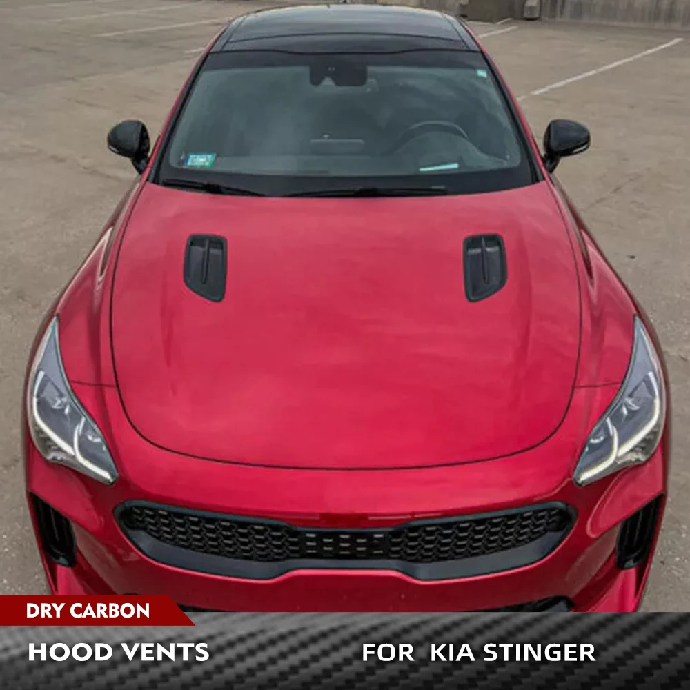

Dry Carbon Fiber Car Hood Vents Insert Cover Trims for Kia Stinger 2018-2023 Front Hood Inlet Air Intake Vents Grill Add-On