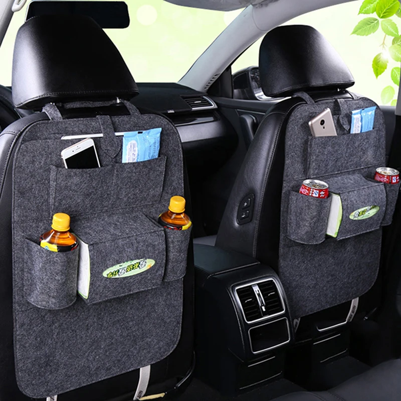 Universal Car Back Seat Storage Bag Organizer Trunk Elastic Felt Storage Bag 6 Pockets Organizer Hanging Car Accessories