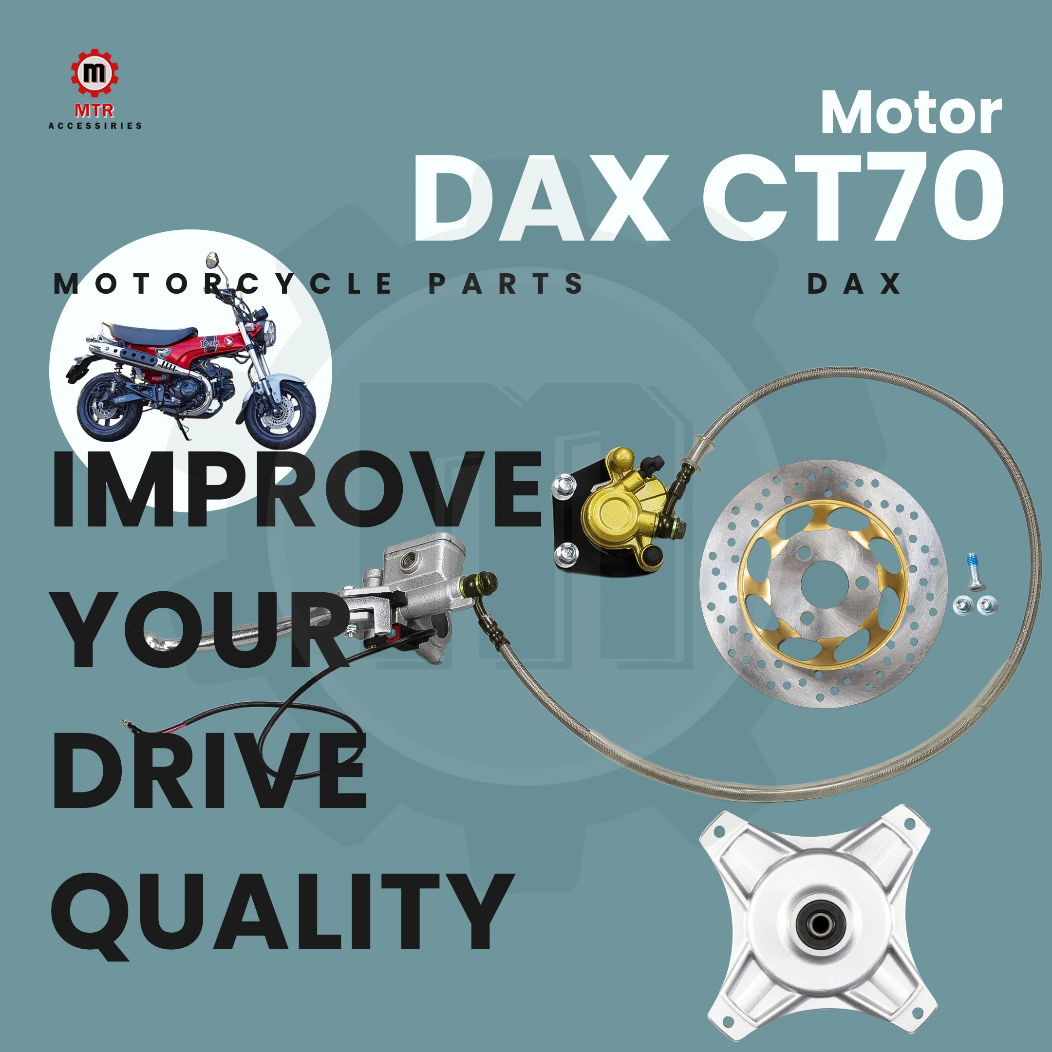 

Front Disc Brake Kit CT70 Brake Disc Handlebrake Hub Single Piston Caliper Brake Hose DAX CT70 ST70 Parts
