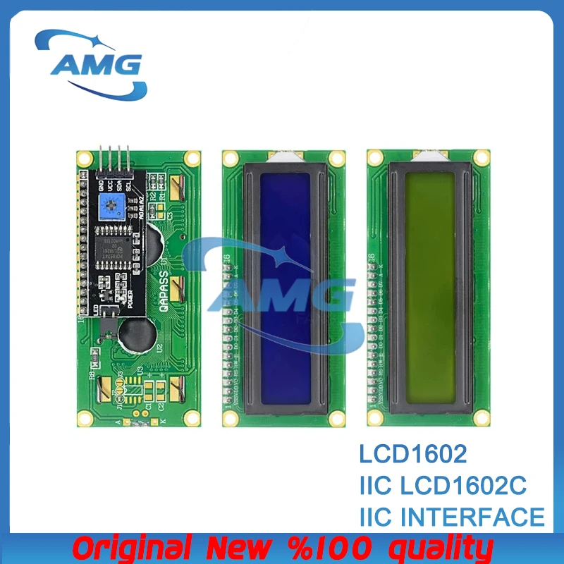 2PCS LCD1602 1602 LCD module Blue/Yellow Green screen 16x2 character LCD display PCF8574T PCF8574 IIC I2C Interface 5V for ardui