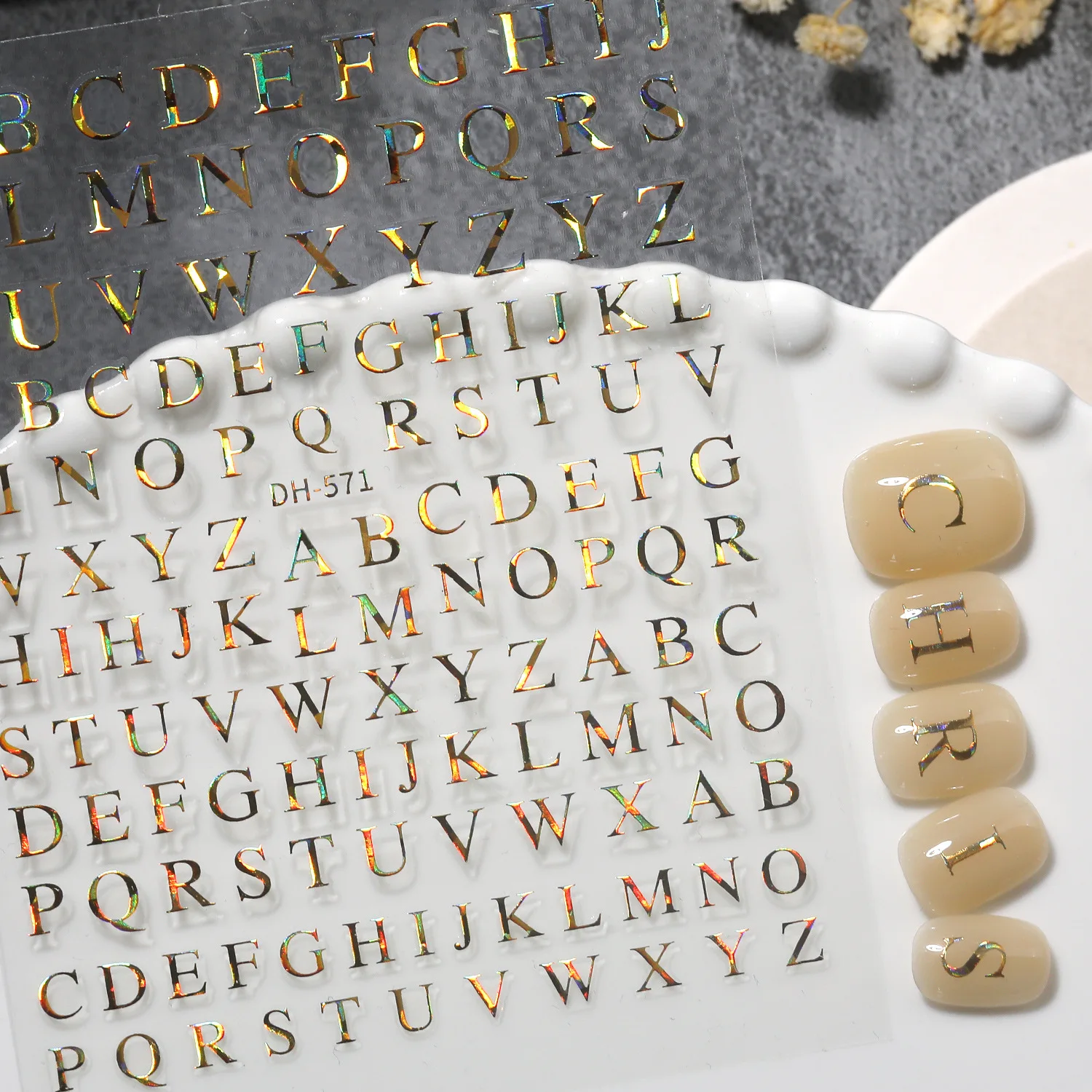 1 Set Flat Waterproof Letter Nail Stickers 26 Capital Alphabet Self Adhesive DIY Manicure Nail Art Decor Ornaments