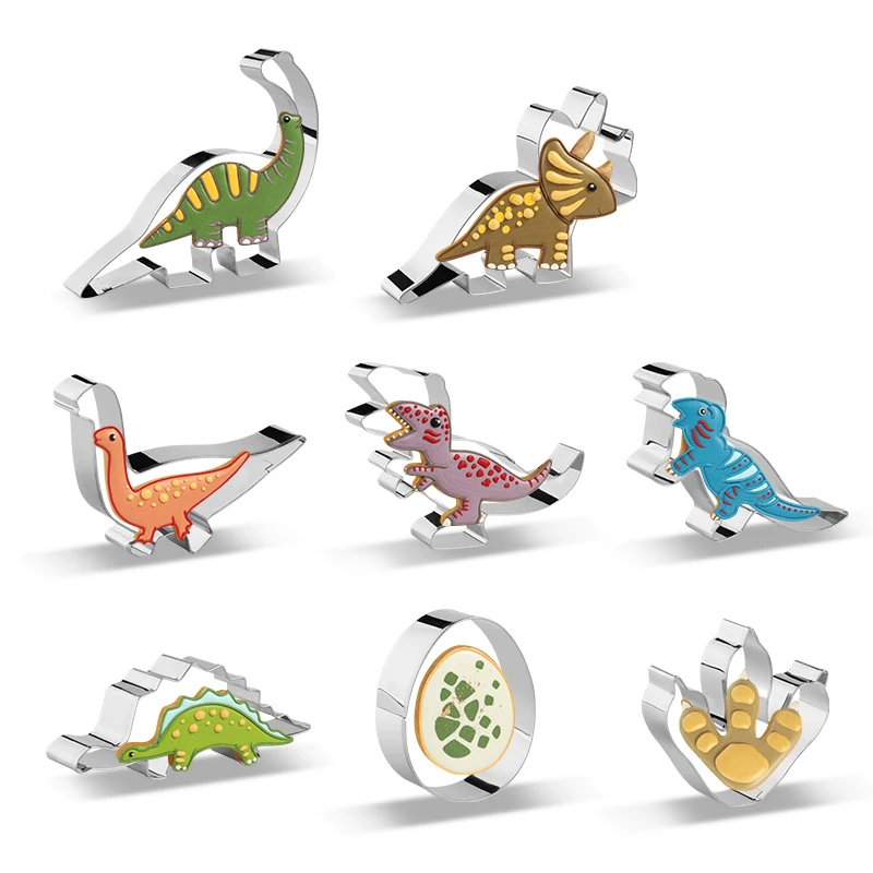 12PCS Dinosaur kitchen dough cutter metal cookie cutter fondant biscuit cake mold