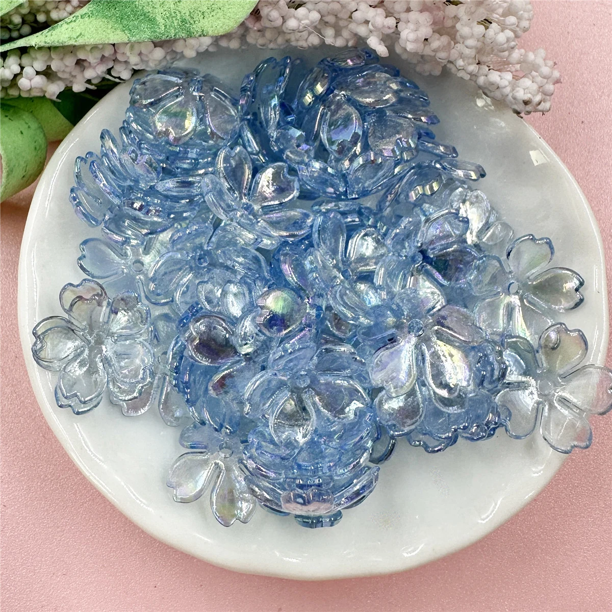 100Pcs/bag 15mm Acrylic DIY Galsang Flower Loose Beads Earrings For Jewelry Making Necklace Bracelets