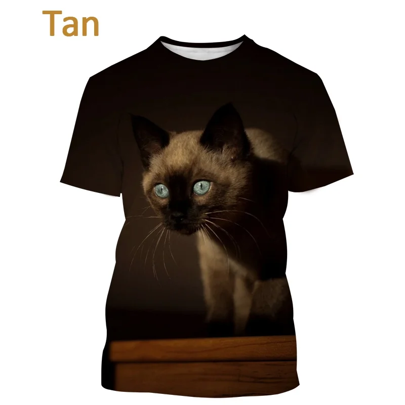 Woman Men Casual Fashion Short-sleeved Streetwear T Shirt Cute Pet Harajuku Top Siamese Cat Animal Print T Shirt New