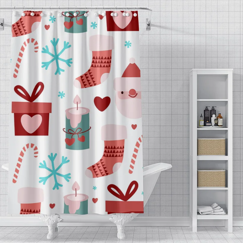 Home decoration shower curtains for bathroom waterproof curtain fabric Modern Nordic style Living Room Merry Christmas winter