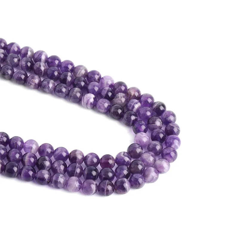 Natural Stone Amethyst Beads 3 4 6 8 10mm Round Loose Spacer Crystal Gems Bead for Jewelry Making DIY Bracelet Necklace 15