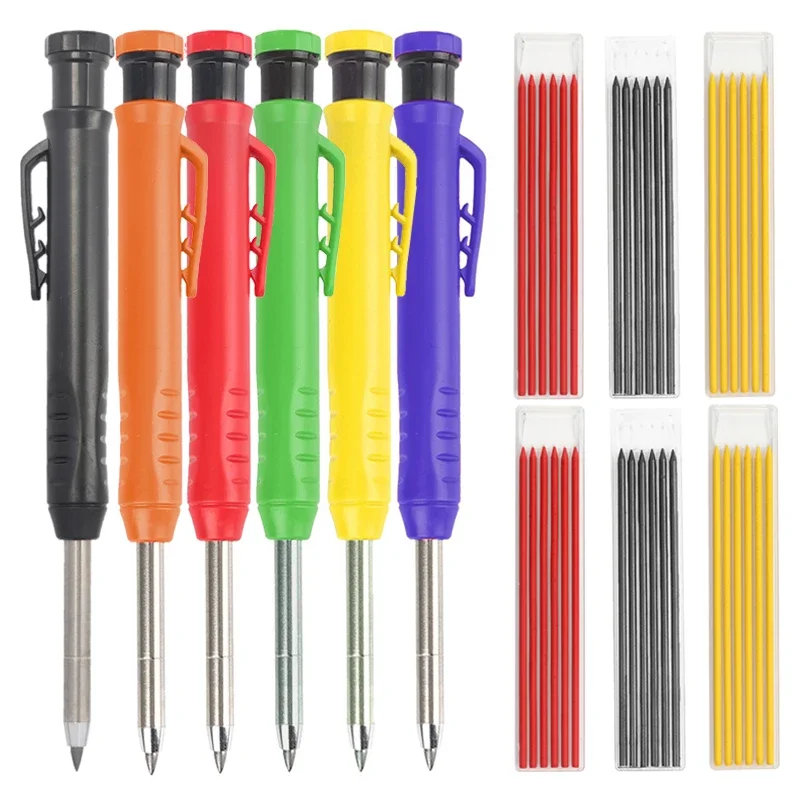Sólido Carpenter Lápis Embutido Sharpener Marcação Ferramenta Construção Carpintaria Buraco Profundo Lápis Mecânicos Escola Papelaria