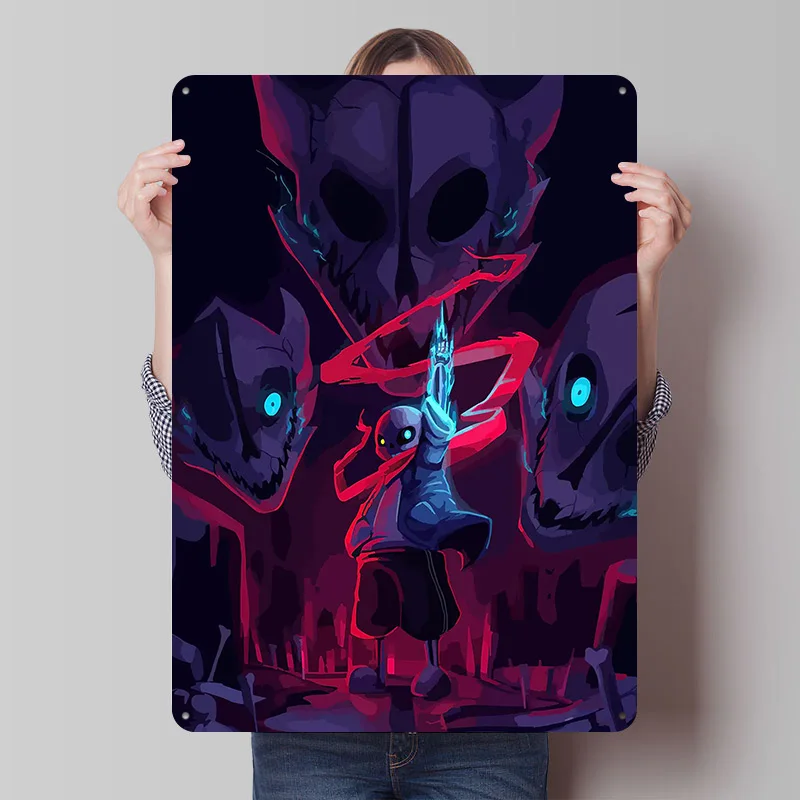 Undertale المعادن المشارك القصدير علامات جدار الفن الجمالية غرفة ديكور علامة معدنية مخصصة للمنزل الديكور الملصقات على الحائط الرجعية