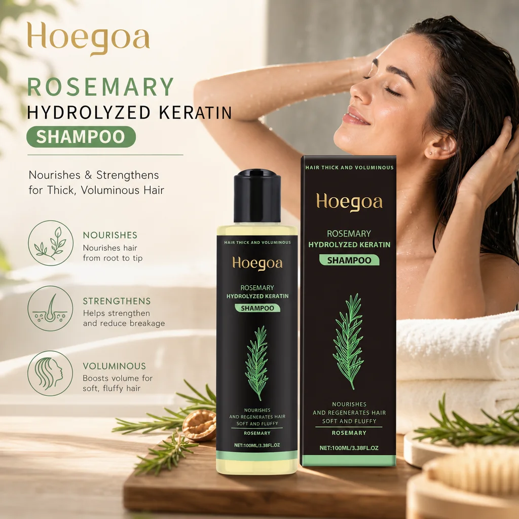 Hoegoa Rosemary Thickening Shampoo Herbal Extract Nourish Repair Hair Control Oil Boost Fluffy Voluminous Healthy Hair Wash