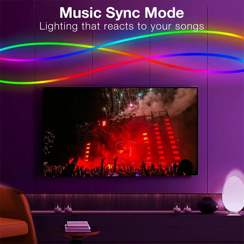 Neon Strip Light Bluetooth Neon Led Strip Lights Smart 1M 2M 3M 5M Waterproof RGBIC Flex Ribbon Led Tape Music Sync