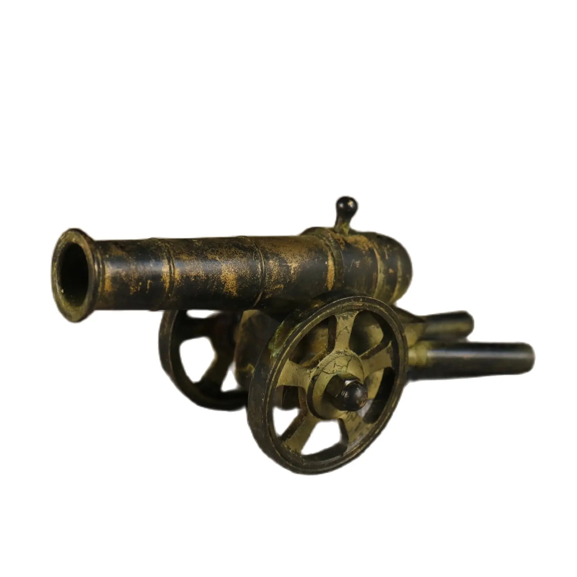 Pure copper double wheeled mountain cannon (detachable) model statue 14 in length, 6 in width, and 7cm in height Weight 0.37kg