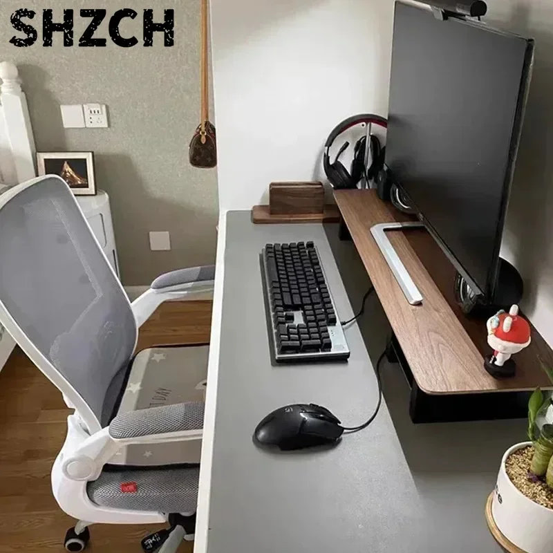 solid-wood-monitor-stand-black-walnut-desktop-storage-shelf-minimalist-modern-stable-height-increase-rack-for-computer-screens
