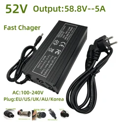 58.8V5A Battery Charger For 14S 52V/48V Li-ion Battery lithium battery Strong with cooling fan fast charger  Metal Shell