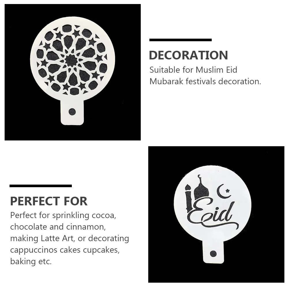 

6pcs Cake Decorating Stencils Stainless Steel Latte Art Cappuccino Coffee DIY Molds Eid Plastic Templates For Baking