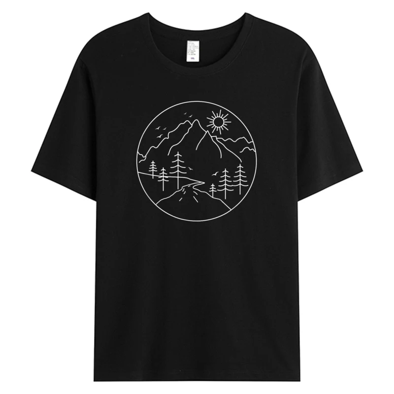 

2025 Chic Sunrise Mountain Nature Holidays Party Activity Mountains Mens 100% Cotton Graphic T-Shirt Labor's Day Gifts