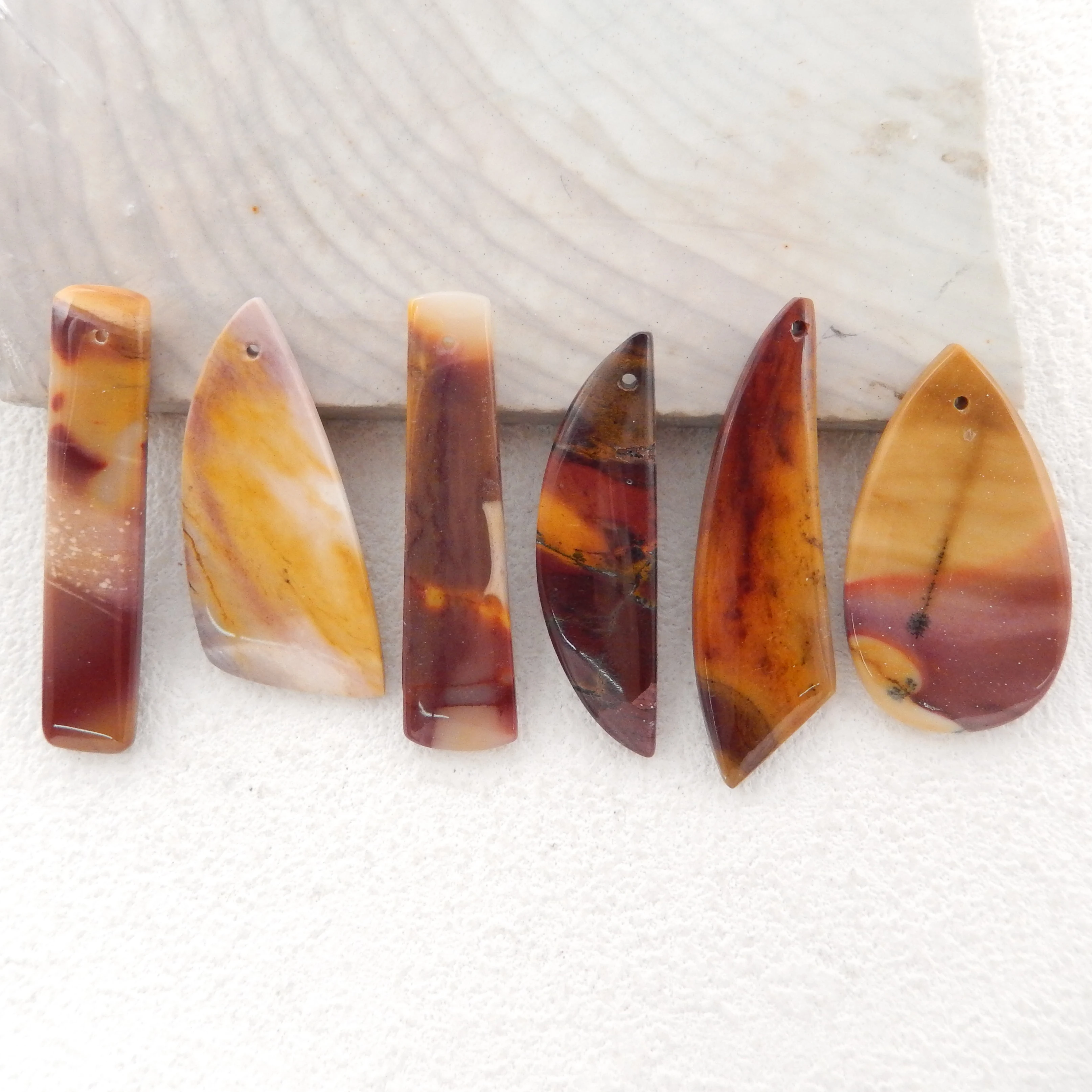 

6PCS Natural Mookite Jasper Pendant Beads Lot , Gemstone Beads ,Fashion Jewelry Necklace Accessories