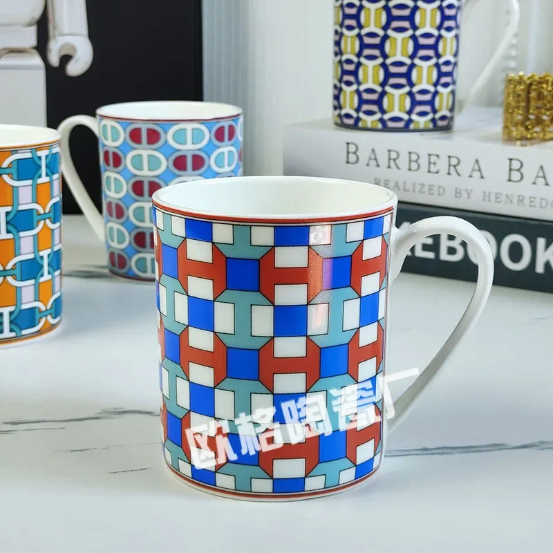 النمط الأوروبي الفاخرة الرجعية العظام الصين القدح الإفطار كوب حليب كوب دقيق الشوفان لمكتب مقهى الاستخدام اليومي أدوات المائدة الأنيقة