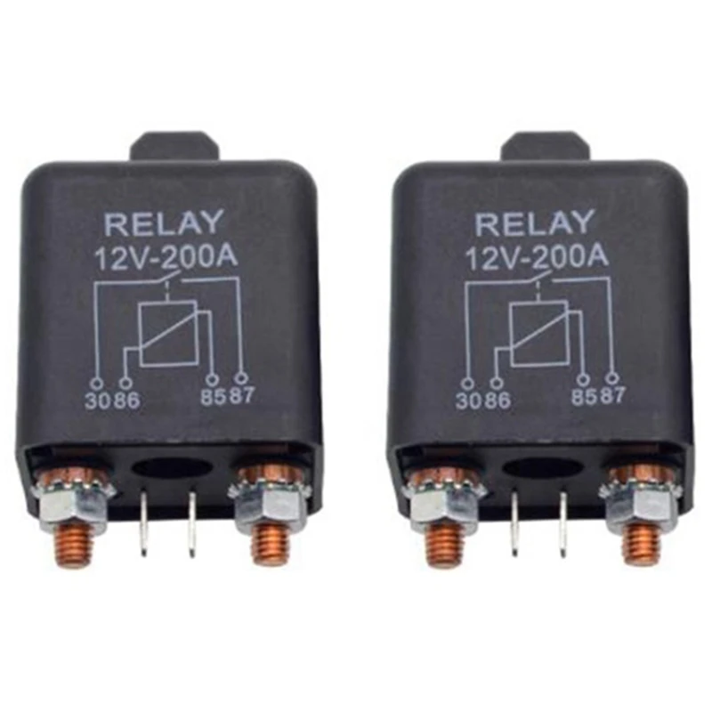 2Pcs Car Truck Motor Automotive Relay 12V 200A Continuous Type Automotive Modular Relay