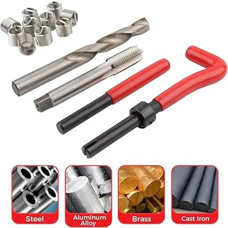 Kit de reparo da rosca m2-m16, 25/75/131pcs, usado para reparar danificado chave macaco ferramenta massa frita torção bit mão