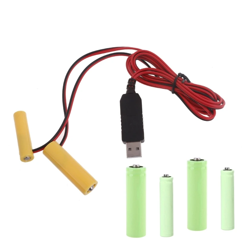 

1 in 2 USB Power Supply Replace 3pcs 1.5V AAA+AA Battery for Clock Toy Light Dropship