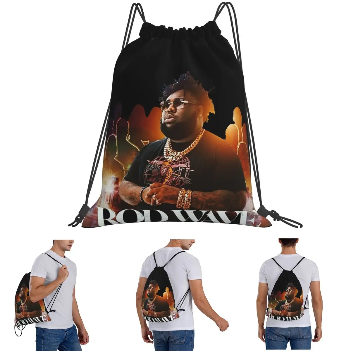 Rod Wave Backpacks Multi-function Drawstring Bundle Pocket Shoes Bag Book Bags for Travel School