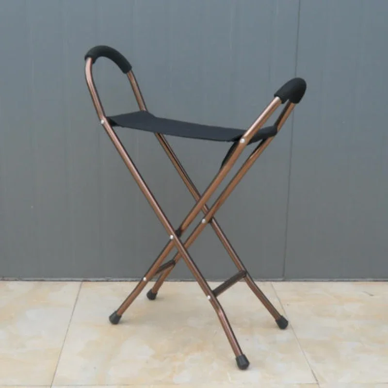 

Portable Walking Cane Stool - Four-Legged Base, Lightweight Outdoor Crutches, Multi-Functional Chair for Elderly Support