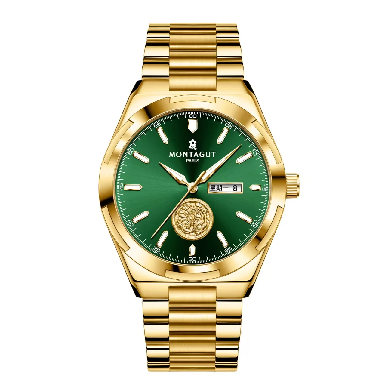 montagut-men's-business-wristwatch-golden-steel-bracelet-dual-calendar-dragon-relief-luminous-hands-waterproof-quartz-wrist-watc