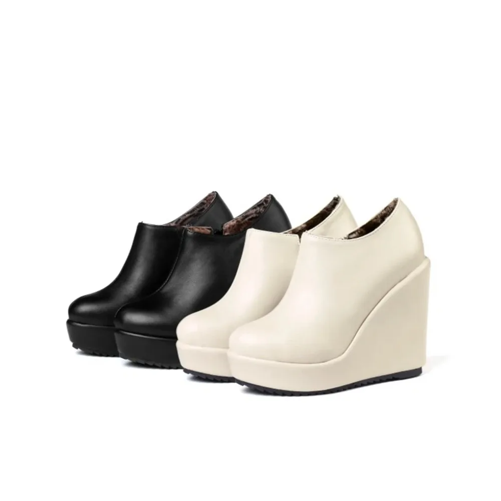 BLXQPYT New Spring Autumn winter Big Size 32-43 Ankle Boots Women short Boots Wedges super high hells 11cm ladies shoes C8-61