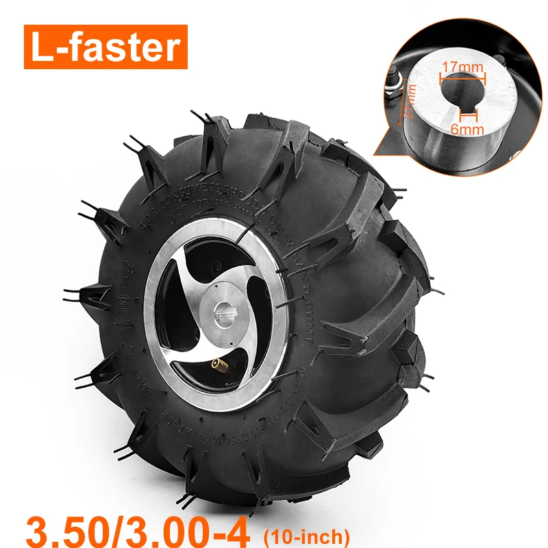 3.50-4 Pneumatic Agricultural Tire 10 Inch Off Road Wheel 17mm Axle Hole For DIY Electric Lawnmower Motor Trolley Cart