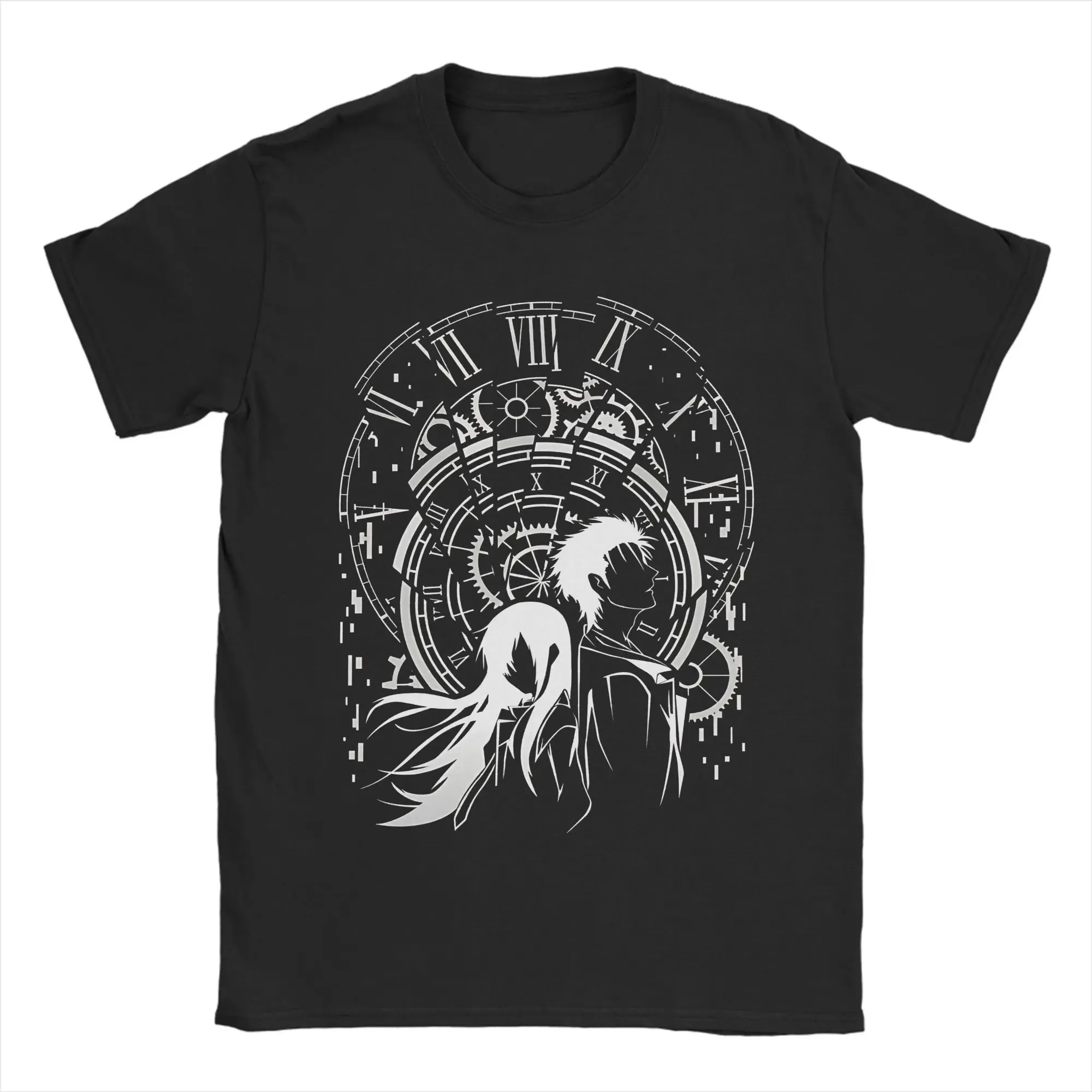 Camisetas Unissex 2026 Steins Gate: Camisetas de Algodão Vintage de Manga Curta com Gola Redonda e Estampa 'Time Broken', Tamanhos Grandes