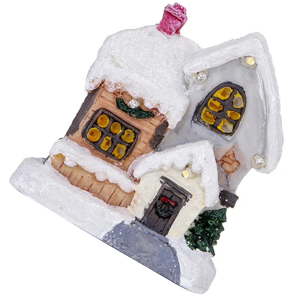 

Lighted Resin Christmas House Miniature for Desk Bookcase Bedside Table Decor Rustic Modern Home Holiday Village Display