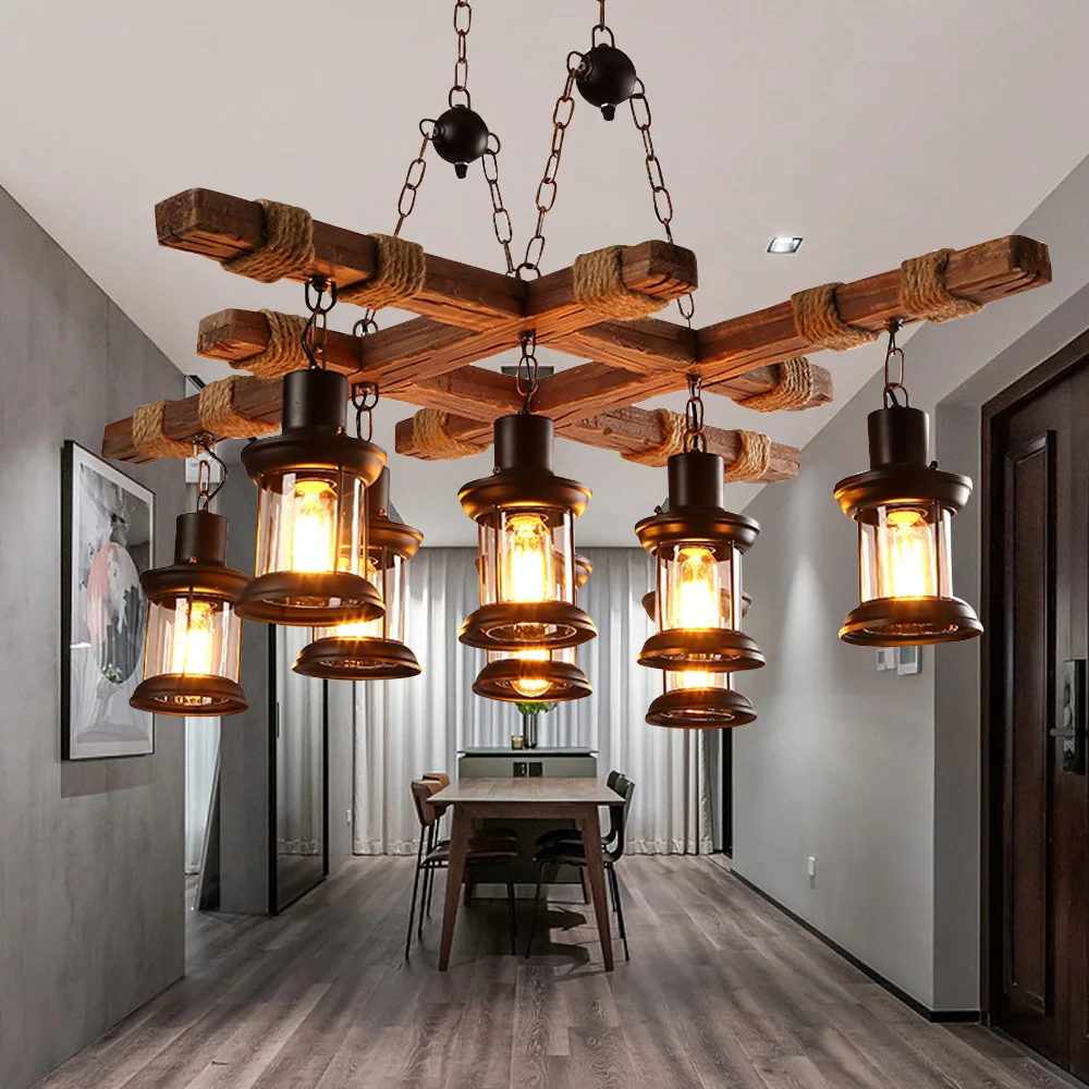 Industrial Large Iron Light Hanging Ceiling Lamp Rustic Chandelier 8 Heads 110V