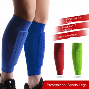 Shin Protector para Sports Legging, à prova de choque, Honeycomb, Nylon Suporte Sock, Futebol Shin Gear, Escudos de futebol, perna mangas, 1PC 6 principais vendas caneleira e meiao - №1