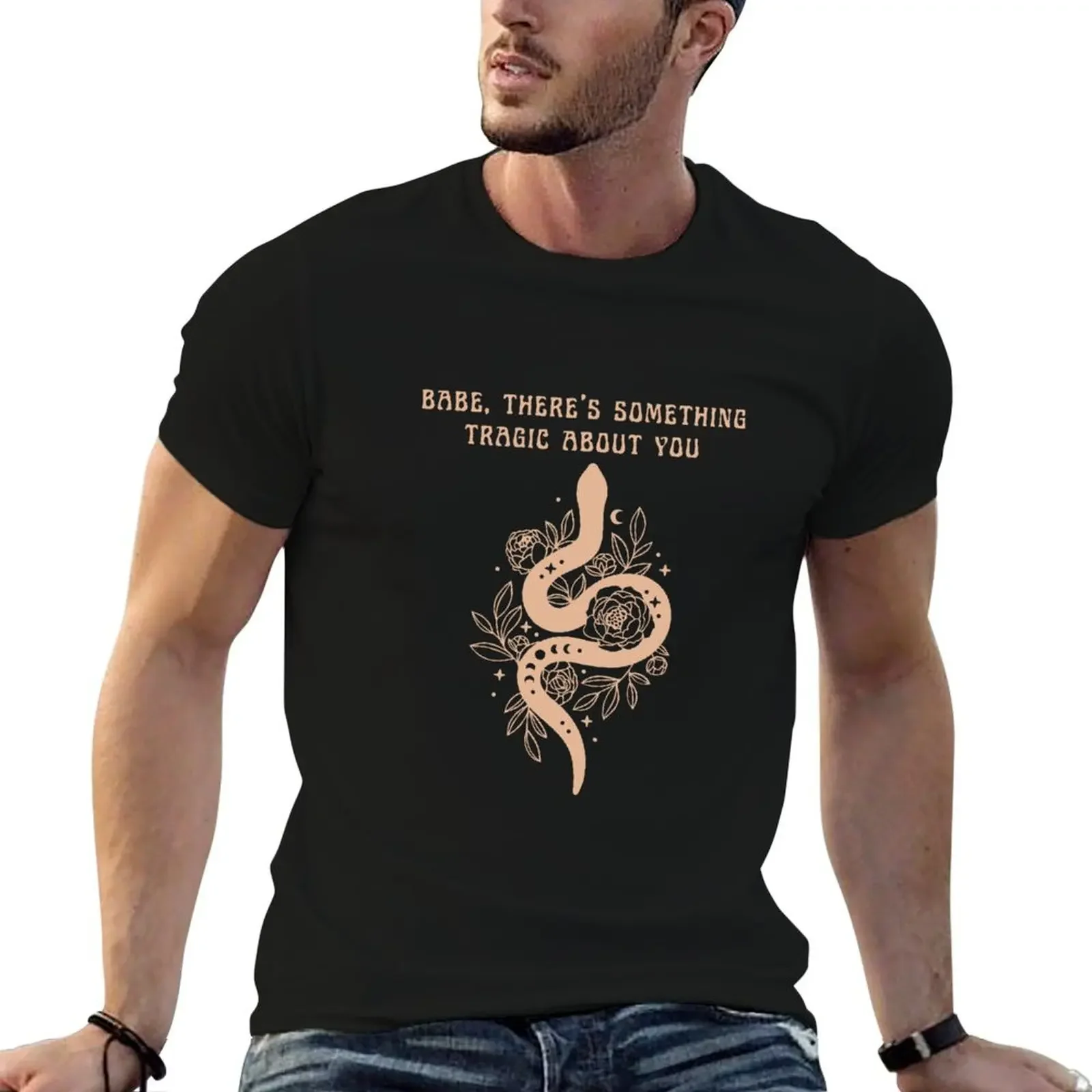

babe there's something tragic about you snake T-Shirt Luxury man oversized graphic tee mens graphic t-shirts big and tall