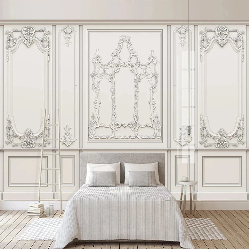 Customized Wallpaper 3D Relief Plaster Carved European Mural Living room sofa TV background wall bedroom restaurant study Hotel