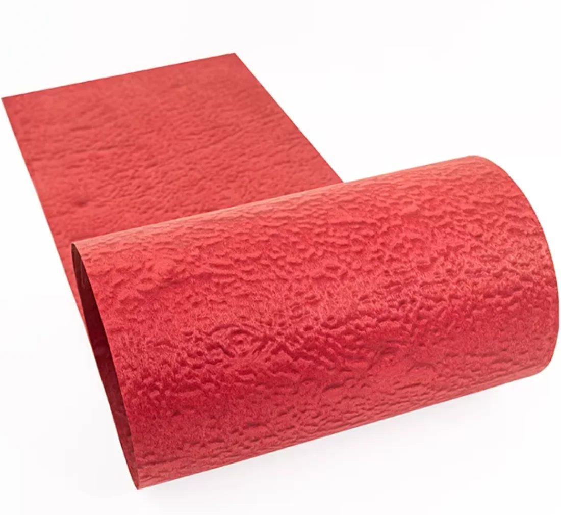 

0.5mm Premium Natural Red Dyed Sapele Burl Solid Wood Veneer Panel for Hotel Furniture, Audio Speakers & Handcrafted Decoration