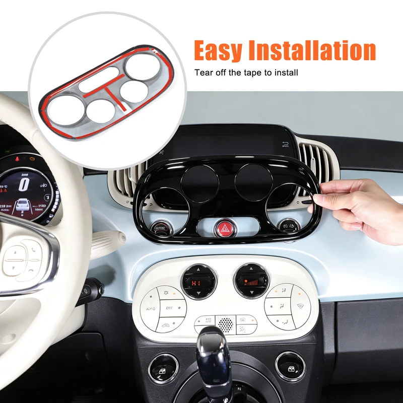 ABS Carbon Fiber Center Console AC Knob Panel Cover Trim Sticker For Fiat 500 2016-2026 Car Interior Decoration Accessories