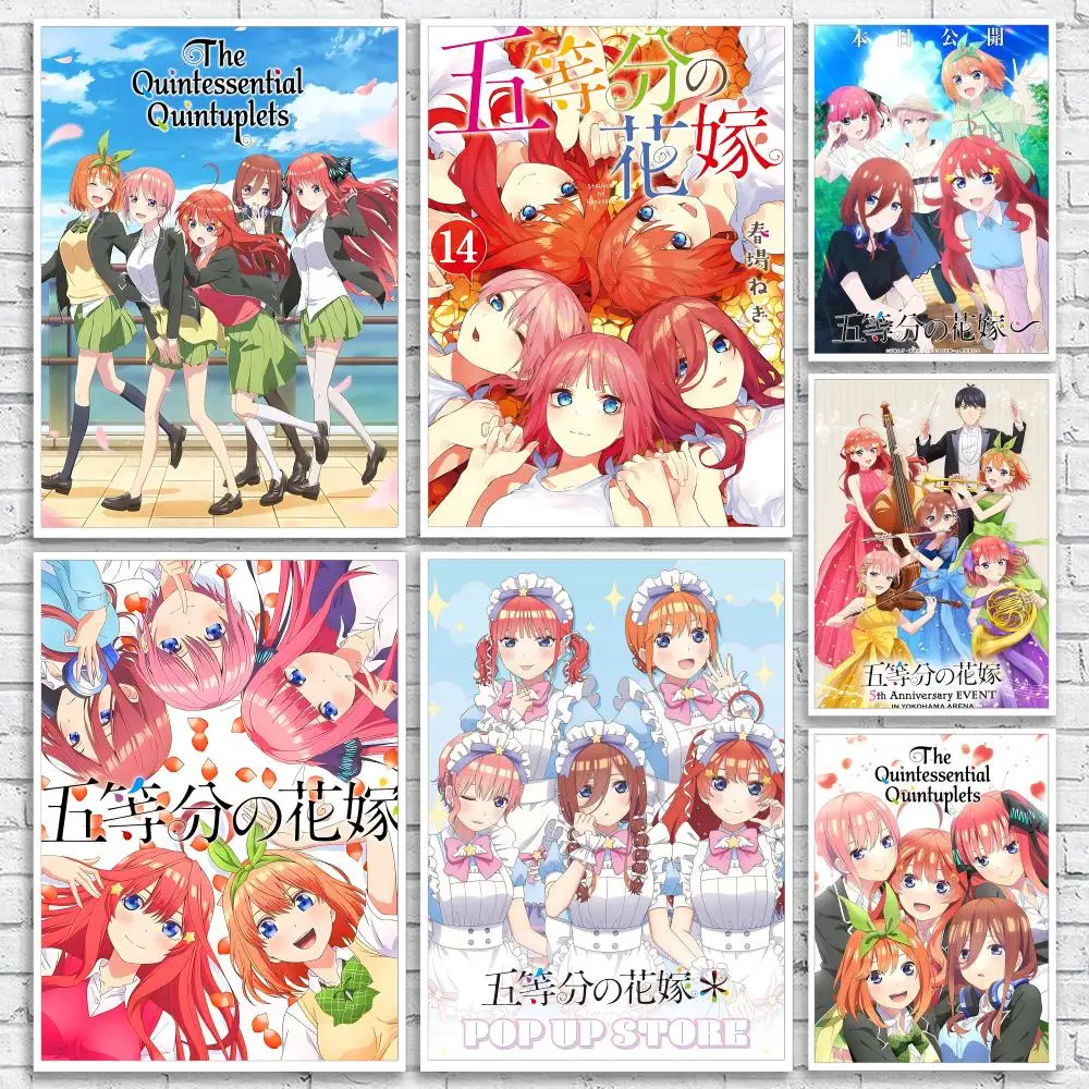 Anime T-The Quintessential Quintuplets Poster Versatile HD Waterproof Wall Art Self-Adhesive Decor for Any Space Ideal Gift