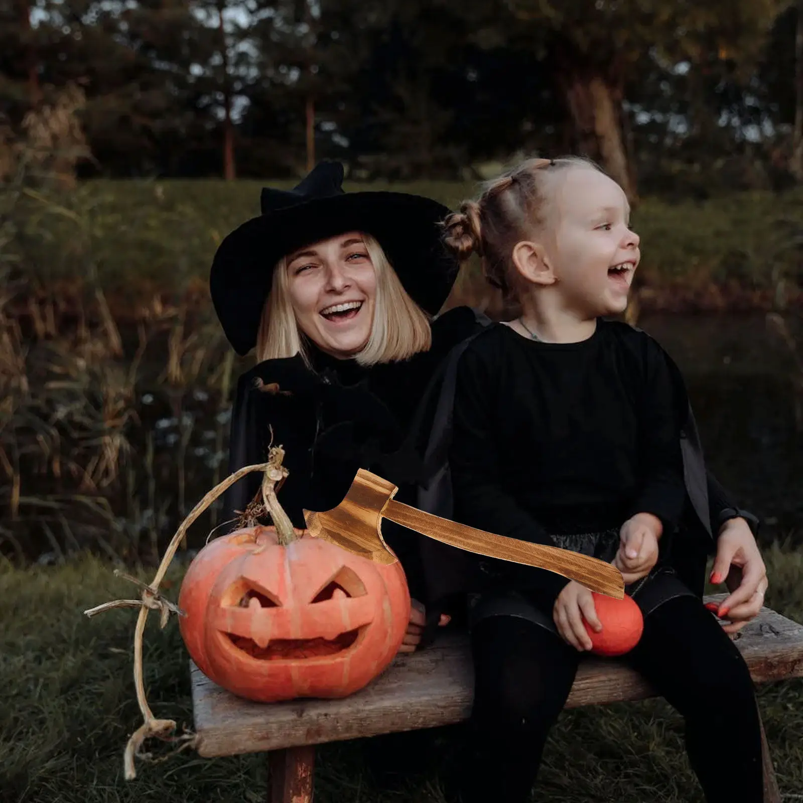 2 hachas de madera, accesorios de disfraz de Halloween de primera calidad, accesorios de cosplay, colección decorativa, herramientas de juego divertidas y novedosas