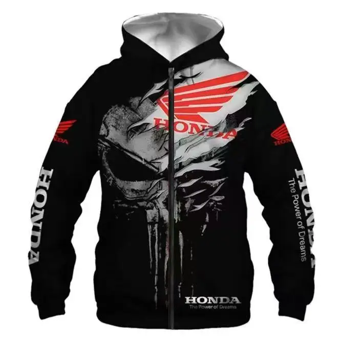 Spring 3D Printed Honda Racing Men's Motorcycle Hoodie Fashionable Racing Pullover Outdoor Sports Shirt for Men Trendy clothing