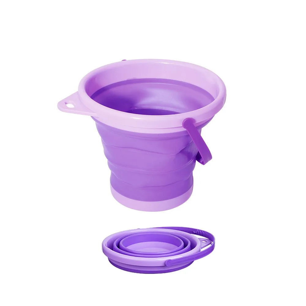 Portable Beach Folding Buckets Retractable Round Sandbox Bucket Multifunctional Plastic Beach Collapsible Bucket Play Sand