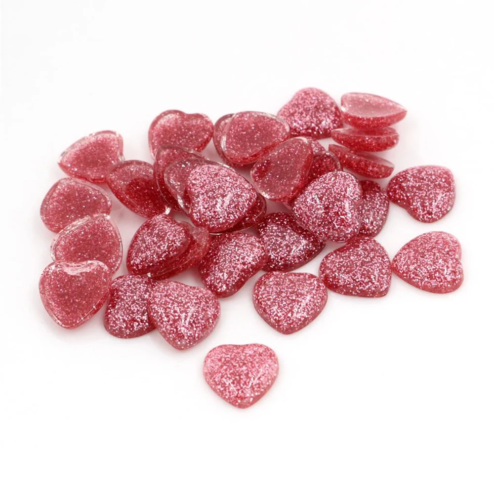 40pcs Heart Style Flat Back Resin Cabochons for DIY Accessories