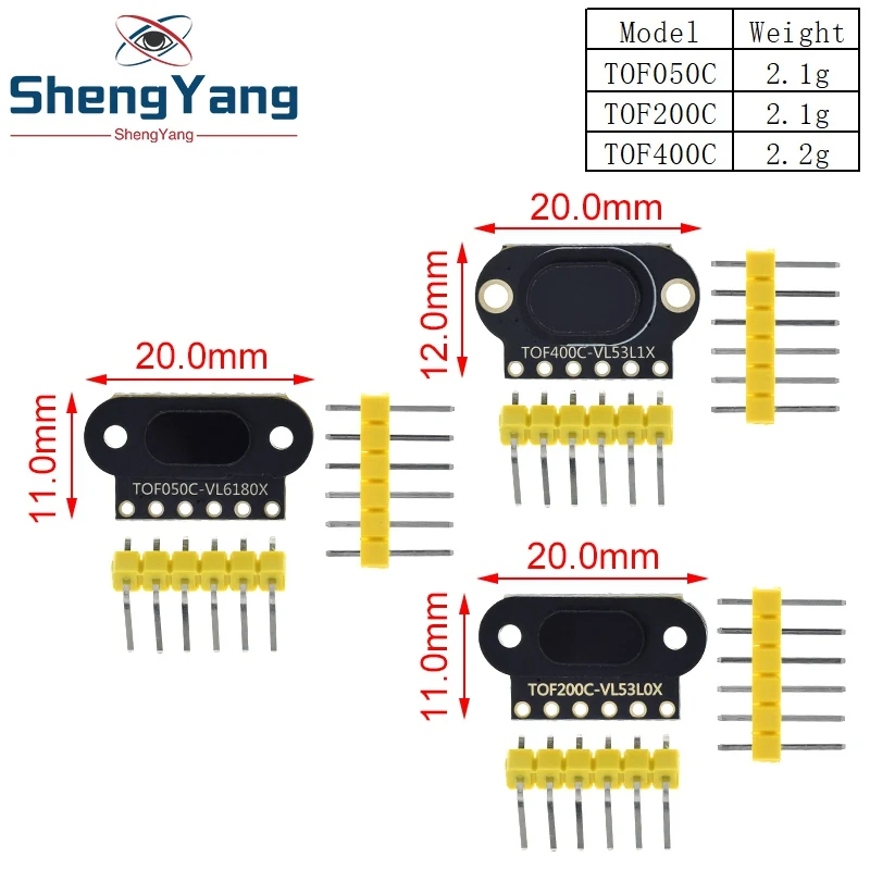 VL6180/VL53L0X/VL53L1X Time of Flight (ToF) Laser Ranging Sensor Module TOF050C TOF200C TOF400C 50CM/2M/4M IIC For Arduino STM32
