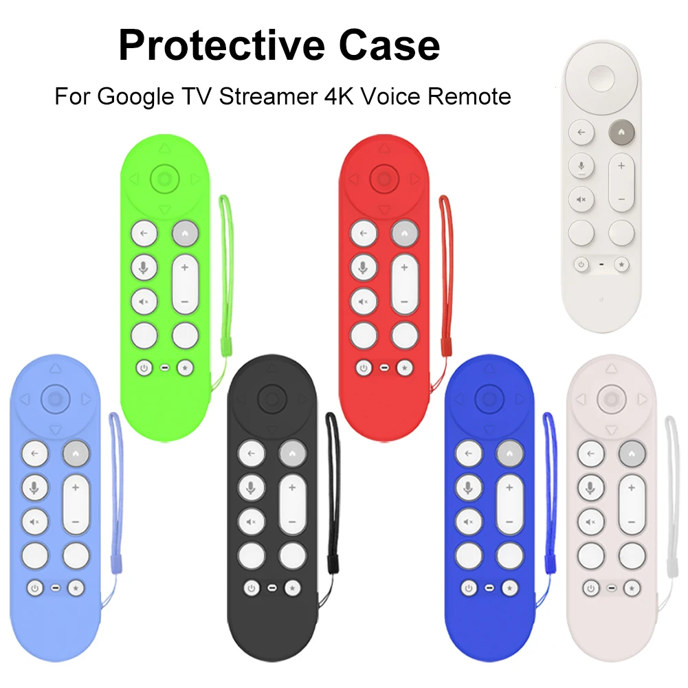 Silicone Remote Case Protective Cover Anti-Slip Silicone Sleeve with Lanyard Glow in Dark for Google TV Streamer 4K Voice Remote