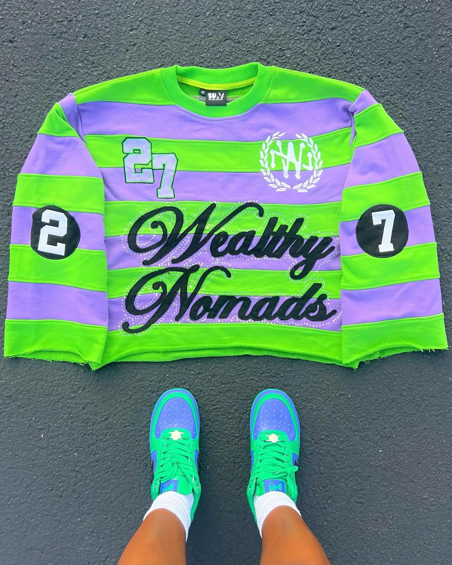 Y2k Harajuku الرجال النساء الهيب هوب شريط لصق بأكمام طويلة تي شيرت المتضخم فضفاض رسالة الجرافيك تي شيرت الشارع الشهير الجولة الرقبة القمم