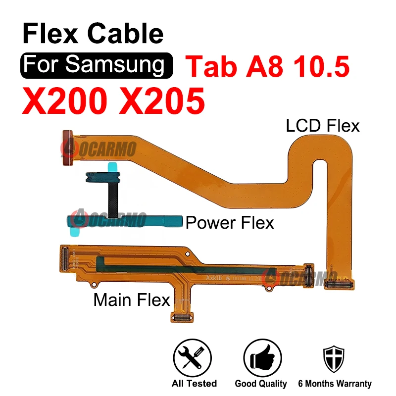 For Samsung Galaxy Tab A8 10.5 X200 SM-X205 LCD Display Connect Main Motherboard Power Volume Buttons Flex Cable Repair Part