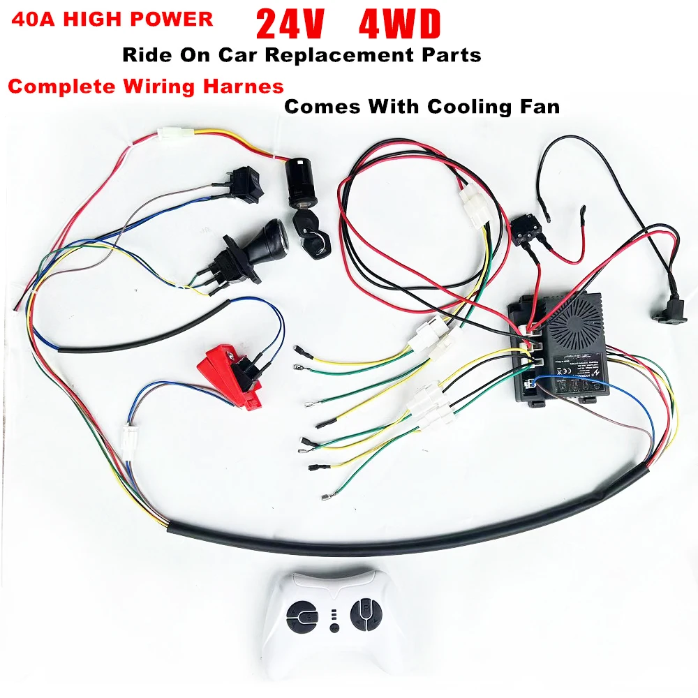 12V 24V 4WD self-made high-power wire harness with independent fan and controller remote control for Power wheels wire harness