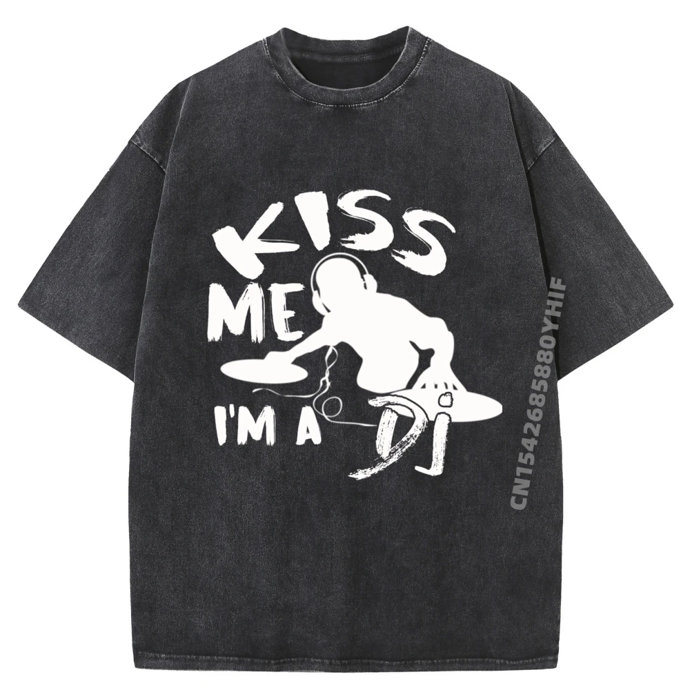 

Latest Printed Tops Music DJ For Disc Jockey White T Shirt Men Clothing Graphic Tees Mens Leisure Washed Clothes